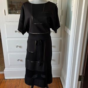 Bill Blass, New York black knit resort dress XS with slip fits more like S/M